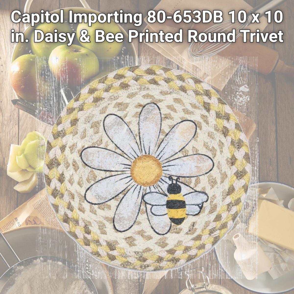 Picture of Capitol Importing 80-653DB 10 x 10 in. Daisy & Bee Printed Round Trivet
