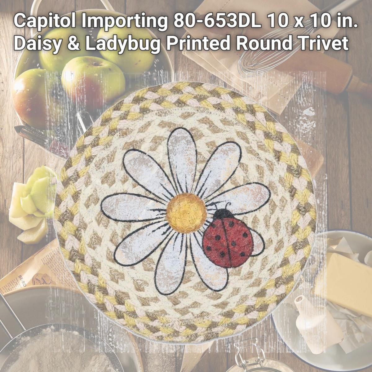 Picture of Capitol Importing 80-653DL 10 x 10 in. Daisy & Ladybug Printed Round Trivet