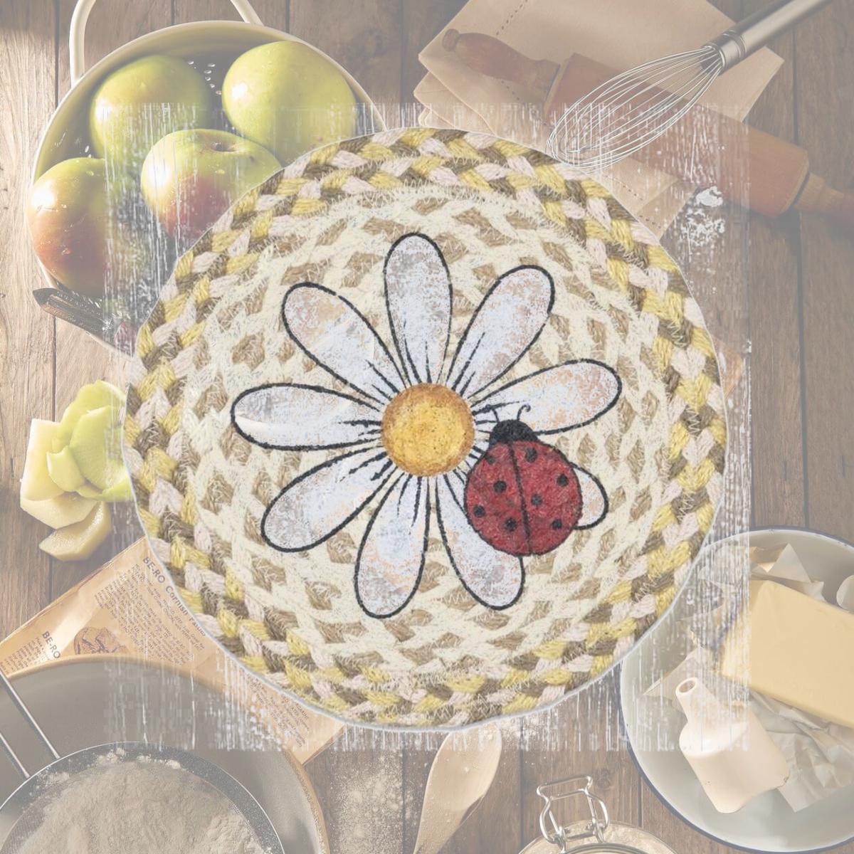 Picture of Capitol Importing 80-653DL 10 x 10 in. Daisy & Ladybug Printed Round Trivet