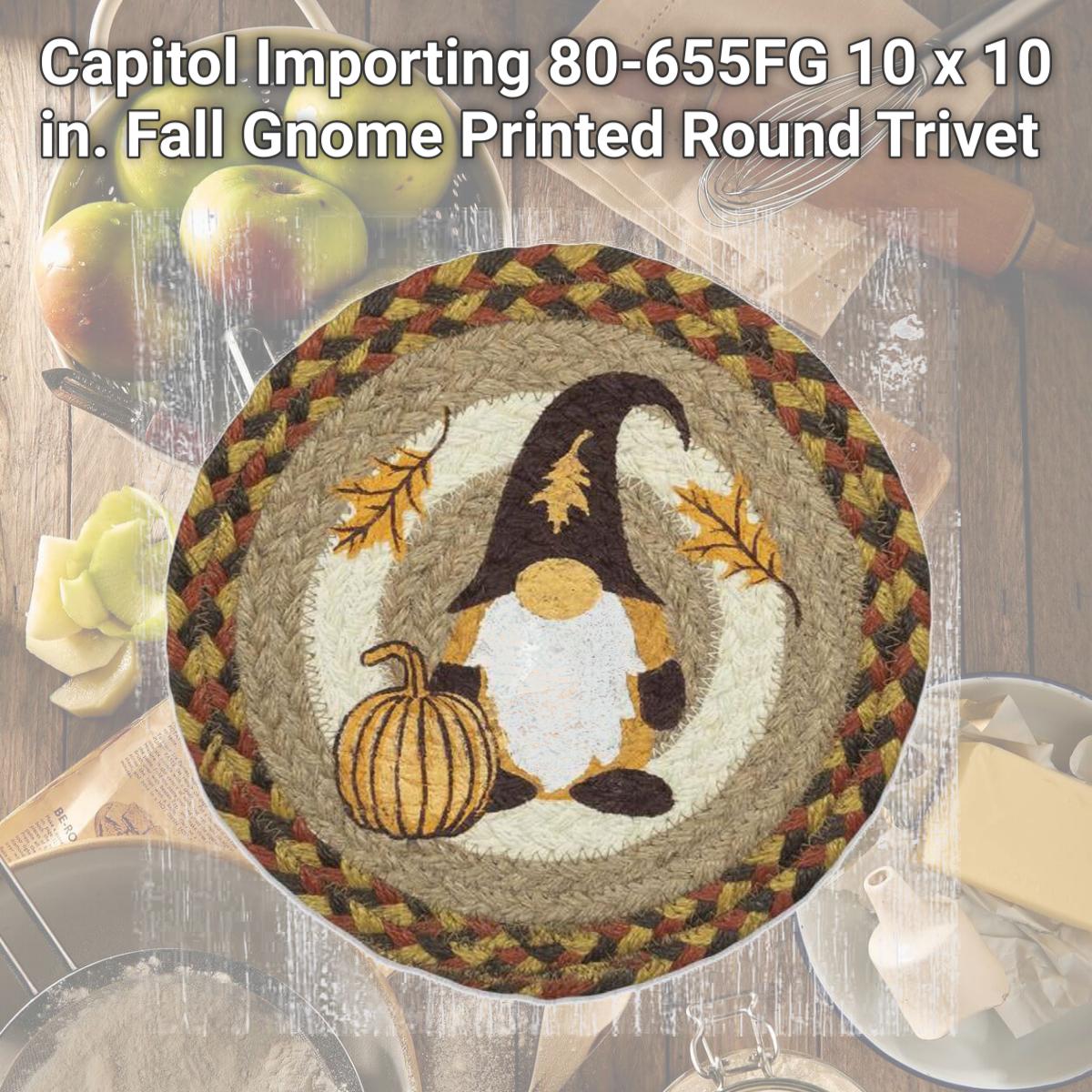 Picture of Capitol Importing 80-655FG 10 x 10 in. Fall Gnome Printed Round Trivet