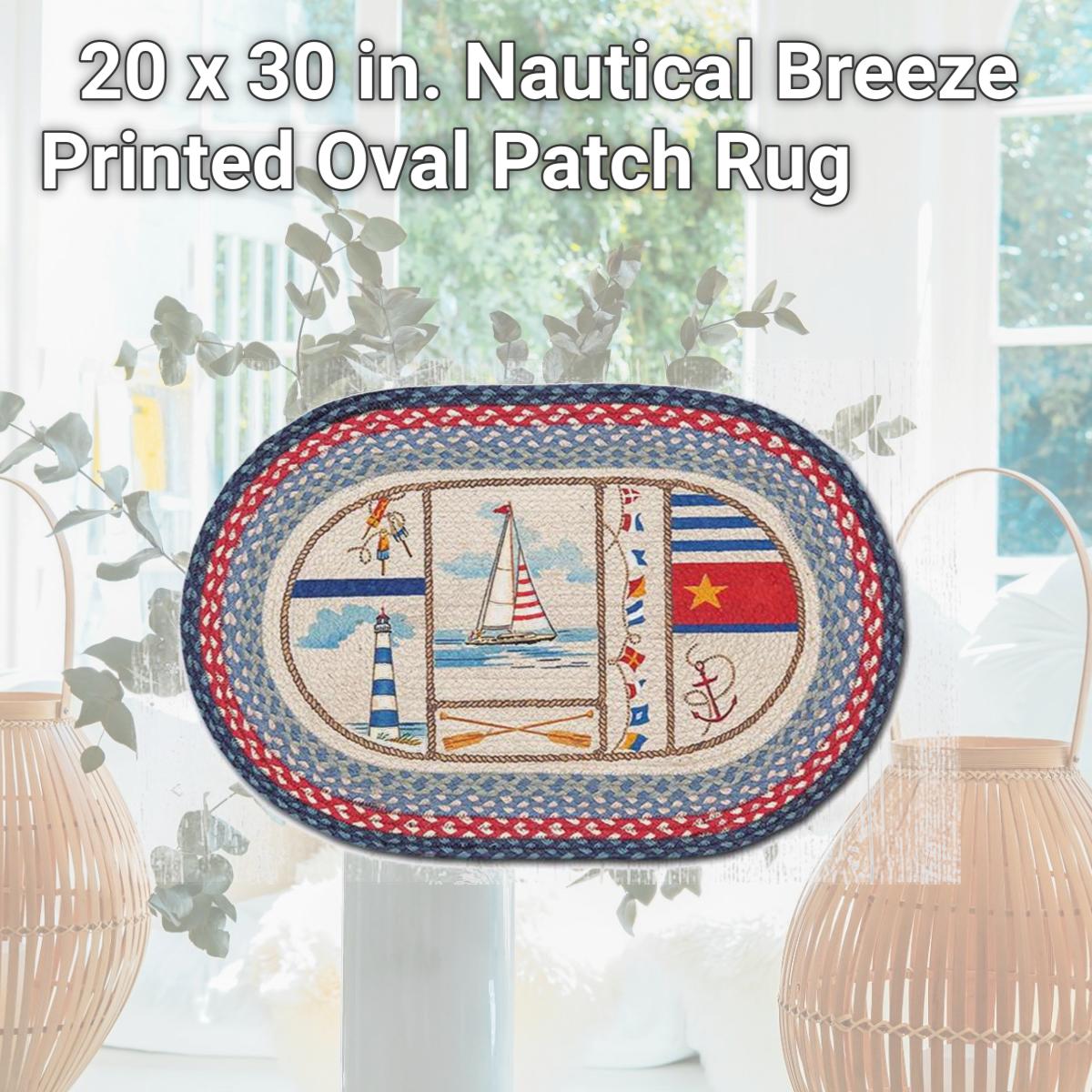 Picture of Capitol Importing 65-458NB 20 x 30 in. Nautical Breeze Printed Oval Patch Rug