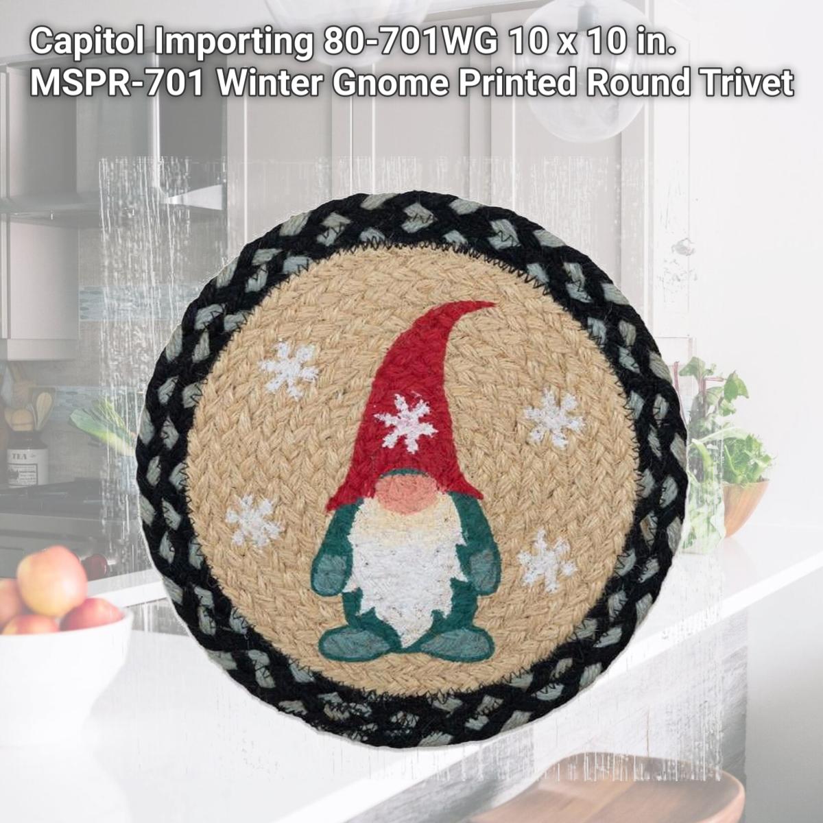 Picture of Capitol Importing 80-701WG 10 x 10 in. MSPR-701 Winter Gnome Printed Round Trivet