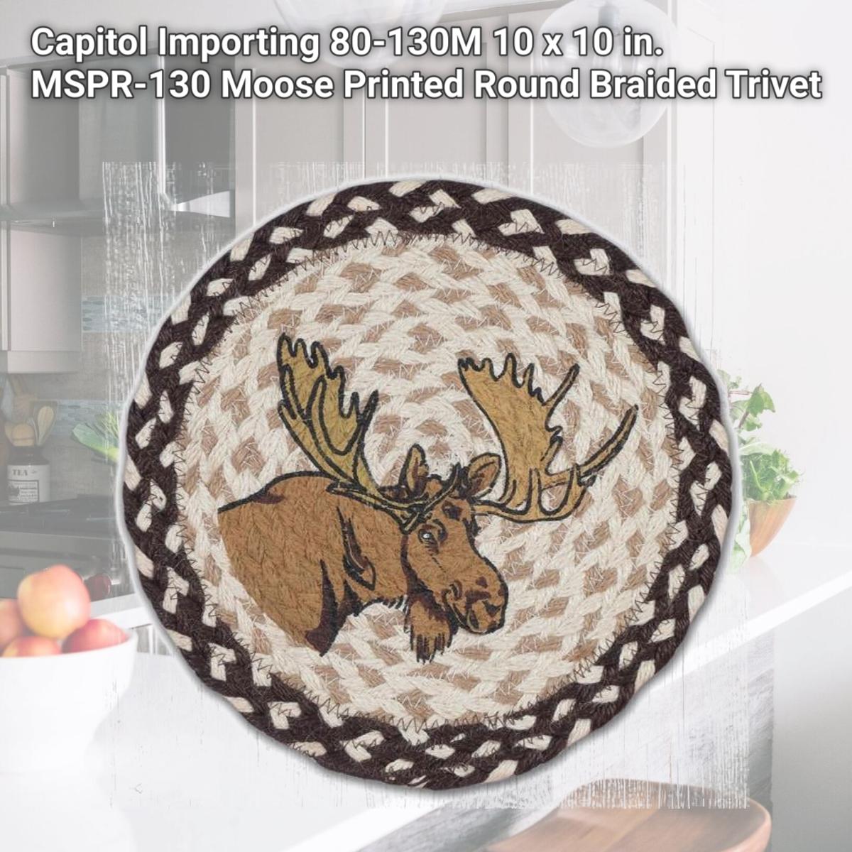 Picture of Capitol Importing 80-130M 10 x 10 in. MSPR-130 Moose Printed Round Braided Trivet
