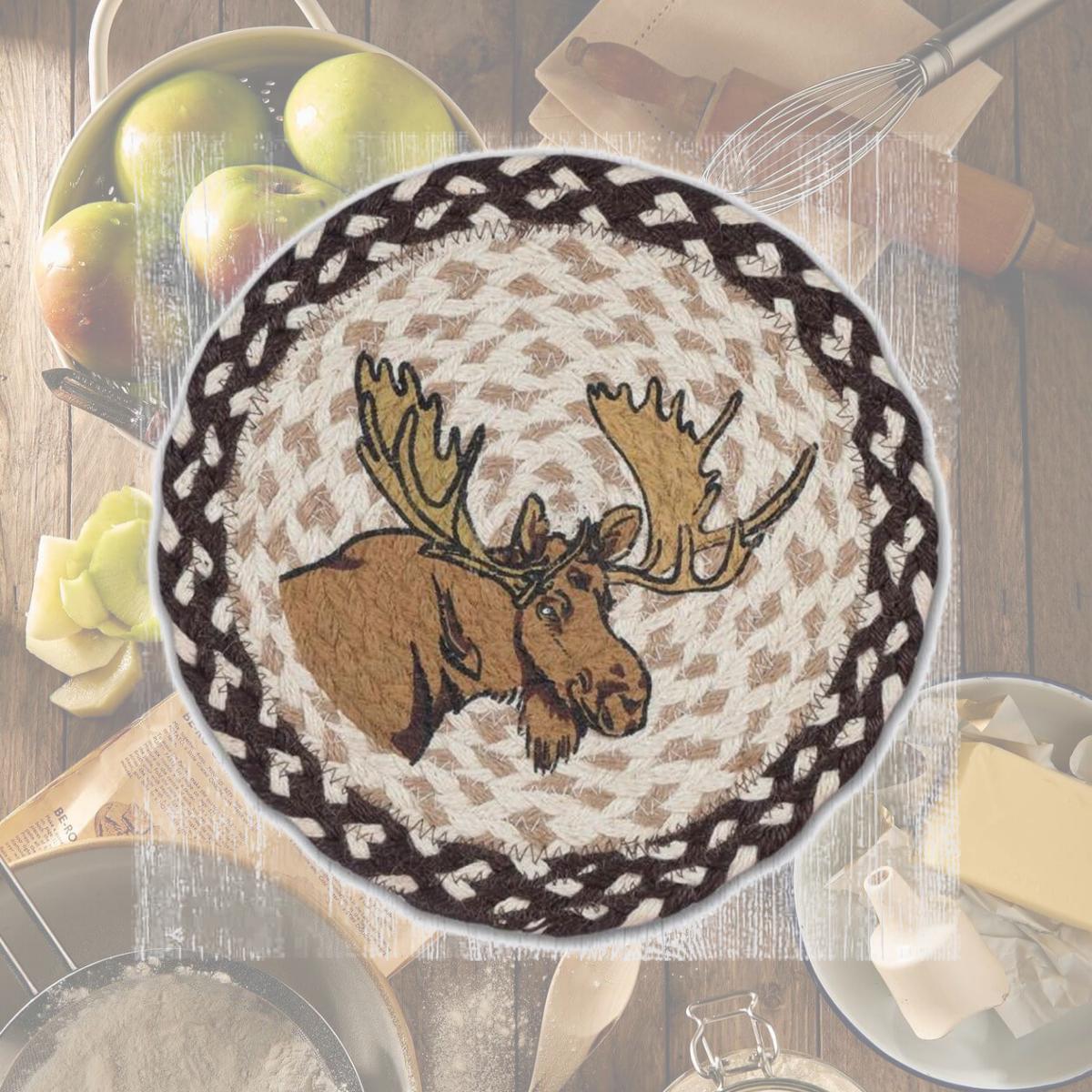 Picture of Capitol Importing 80-130M 10 x 10 in. MSPR-130 Moose Printed Round Braided Trivet