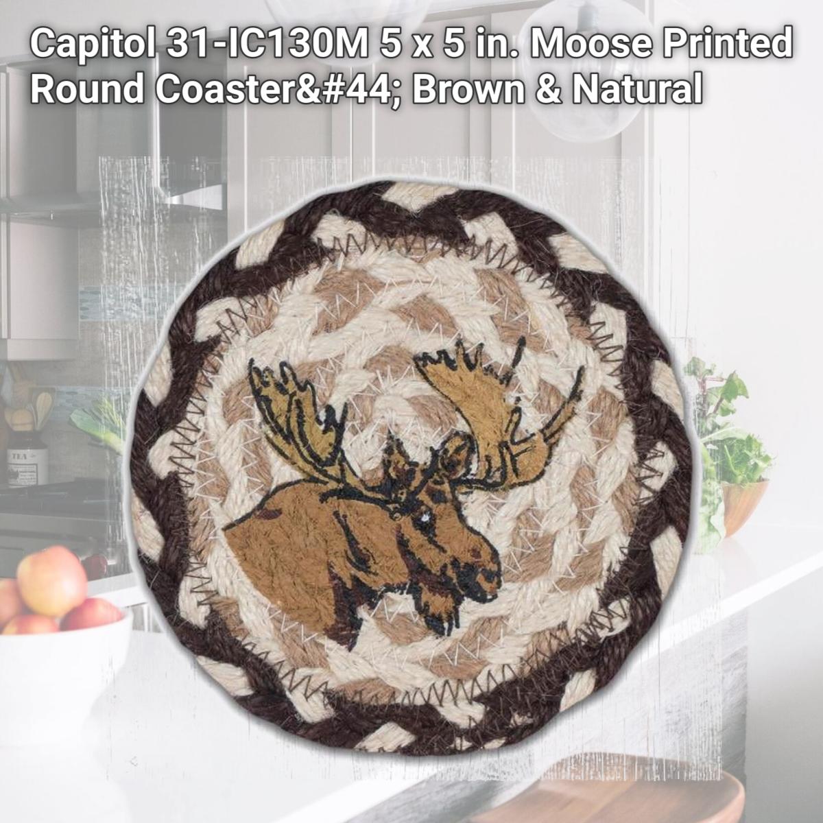 Picture of Capitol 31-IC130M 5 x 5 in. Moose Printed Round Coaster, Brown & Natural