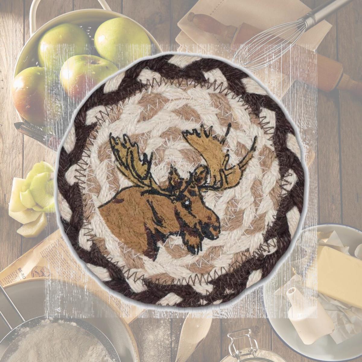 Picture of Capitol 31-IC130M 5 x 5 in. Moose Printed Round Coaster, Brown & Natural