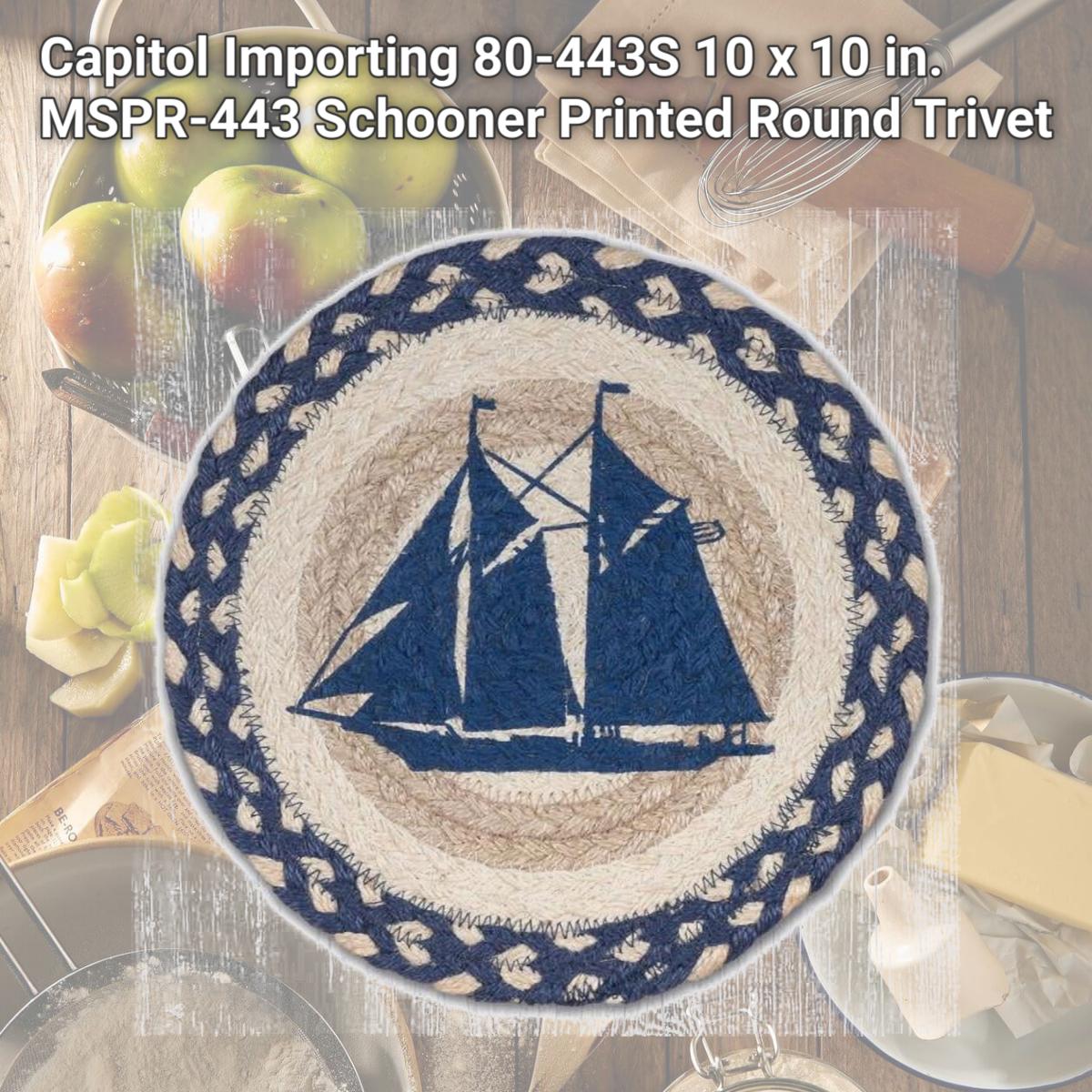 Picture of Capitol Importing 80-443S 10 x 10 in. MSPR-443 Schooner Printed Round Trivet