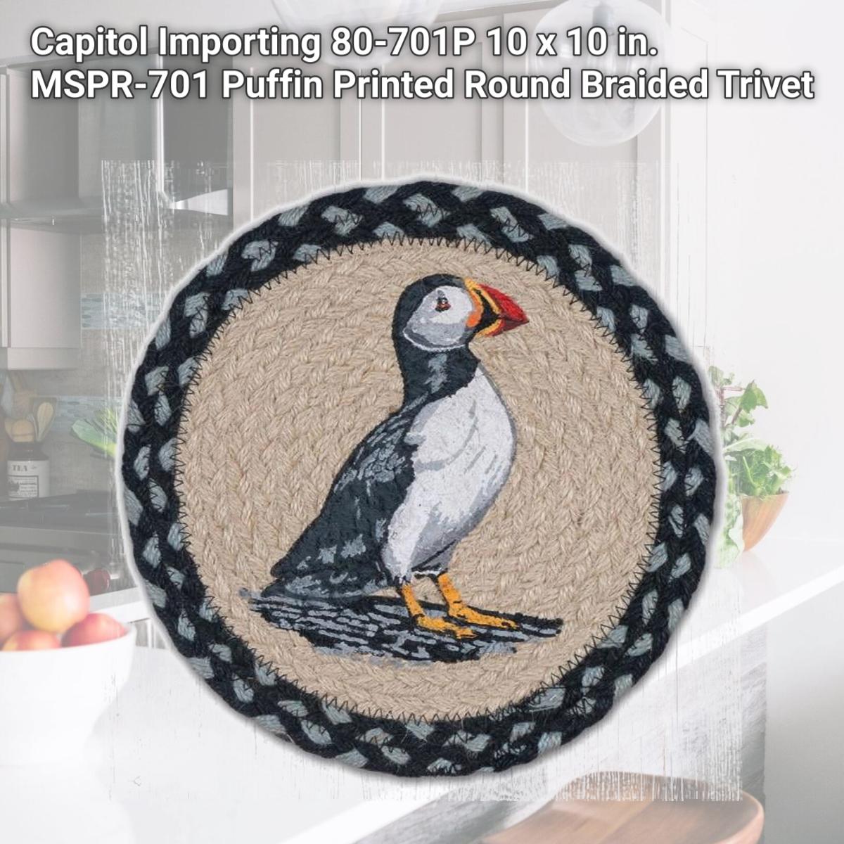 Picture of Capitol Importing 80-701P 10 x 10 in. MSPR-701 Puffin Printed Round Braided Trivet