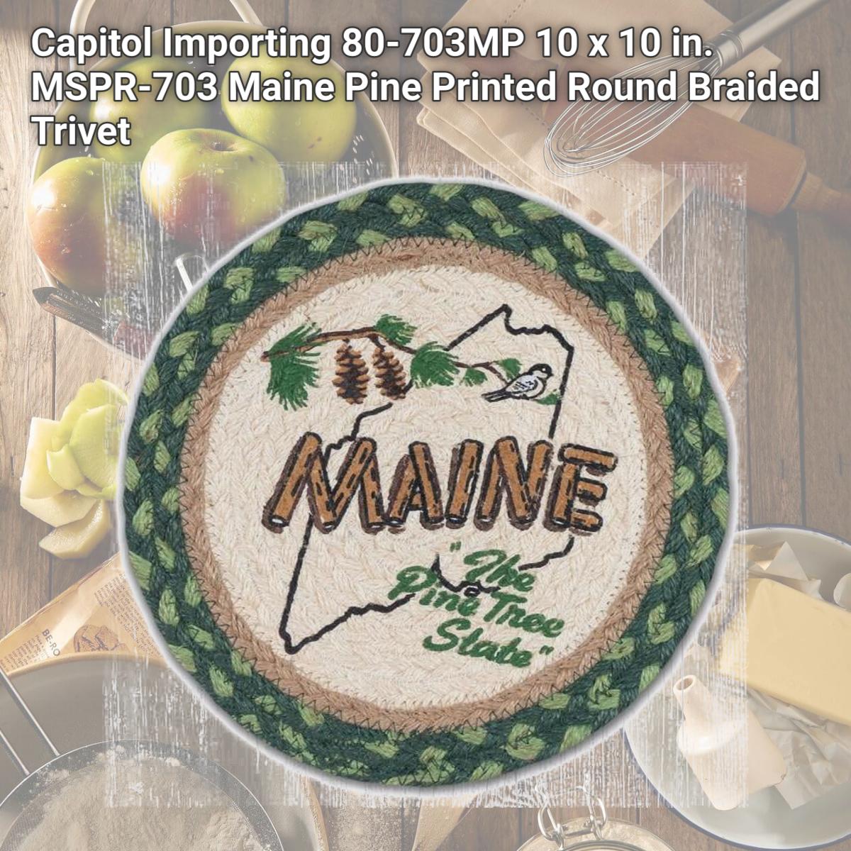 Picture of Capitol Importing 80-703MP 10 x 10 in. MSPR-703 Maine Pine Printed Round Braided Trivet