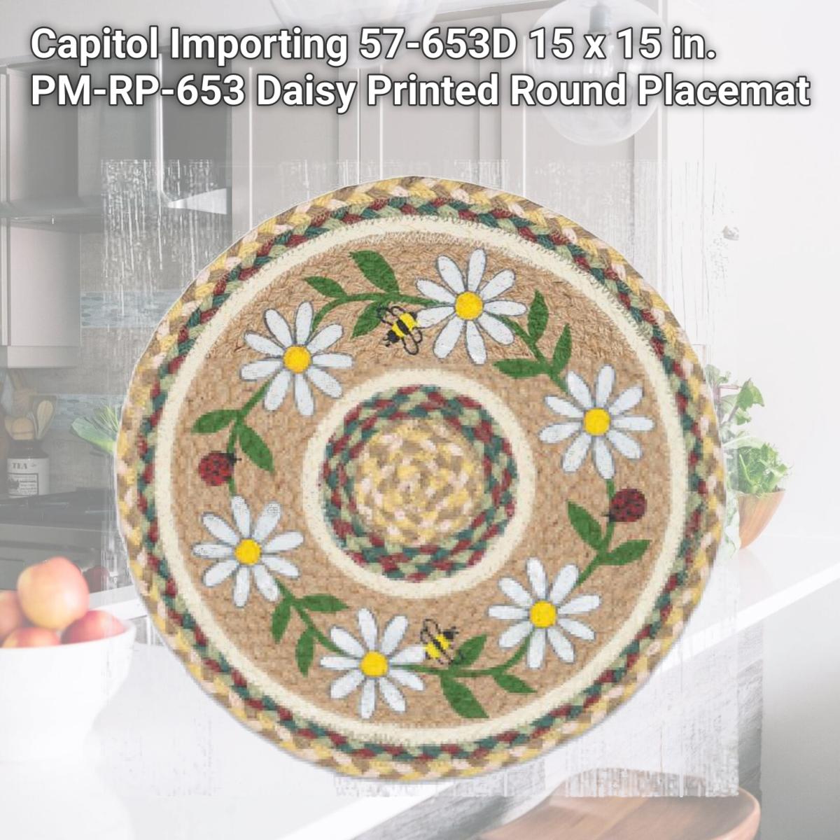 Picture of Capitol Importing 57-653D 15 x 15 in. PM-RP-653 Daisy Printed Round Placemat