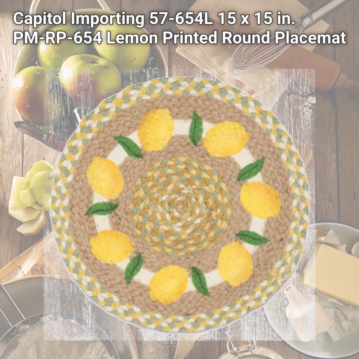 Picture of Capitol Importing 57-654L 15 x 15 in. PM-RP-654 Lemon Printed Round Placemat