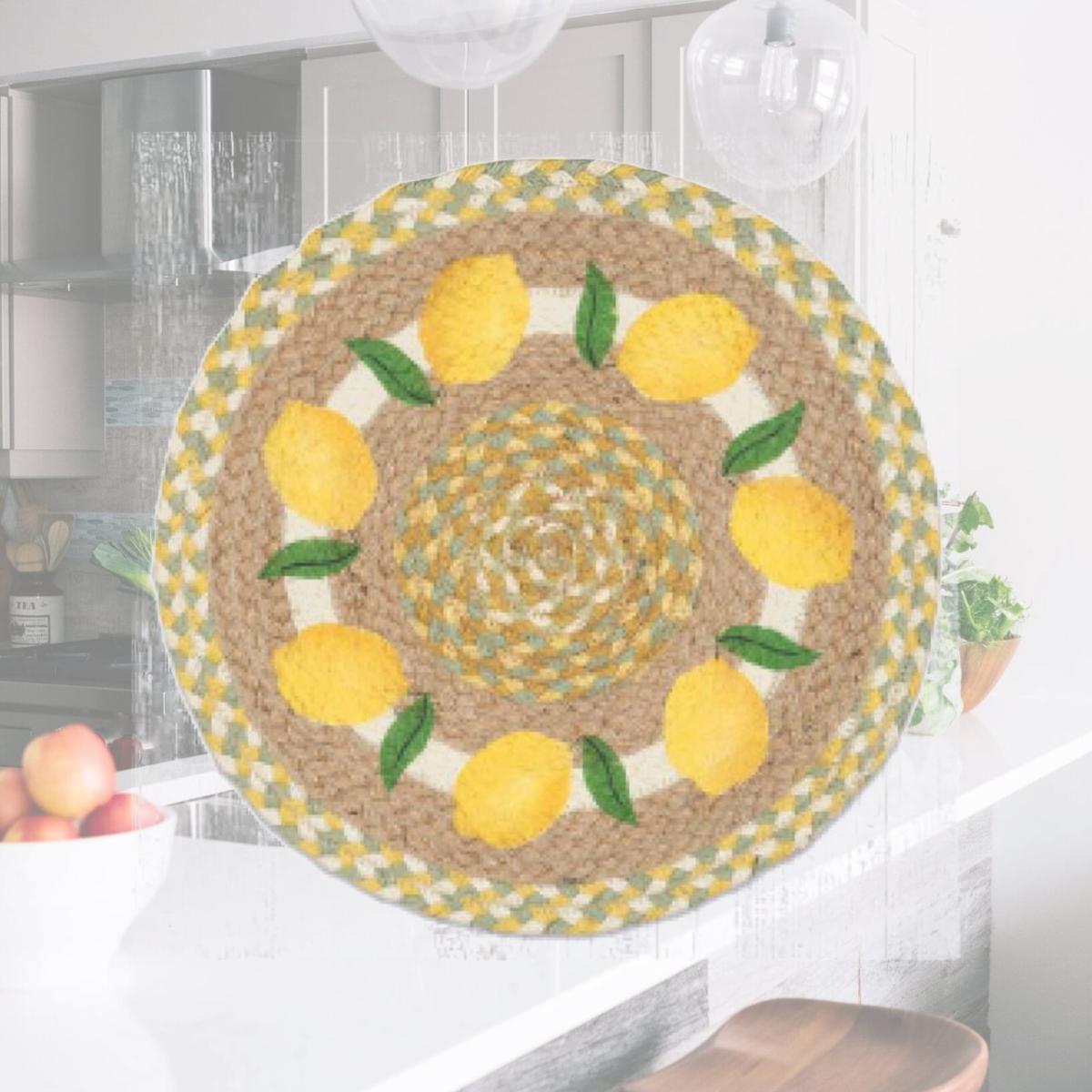 Picture of Capitol Importing 57-654L 15 x 15 in. PM-RP-654 Lemon Printed Round Placemat