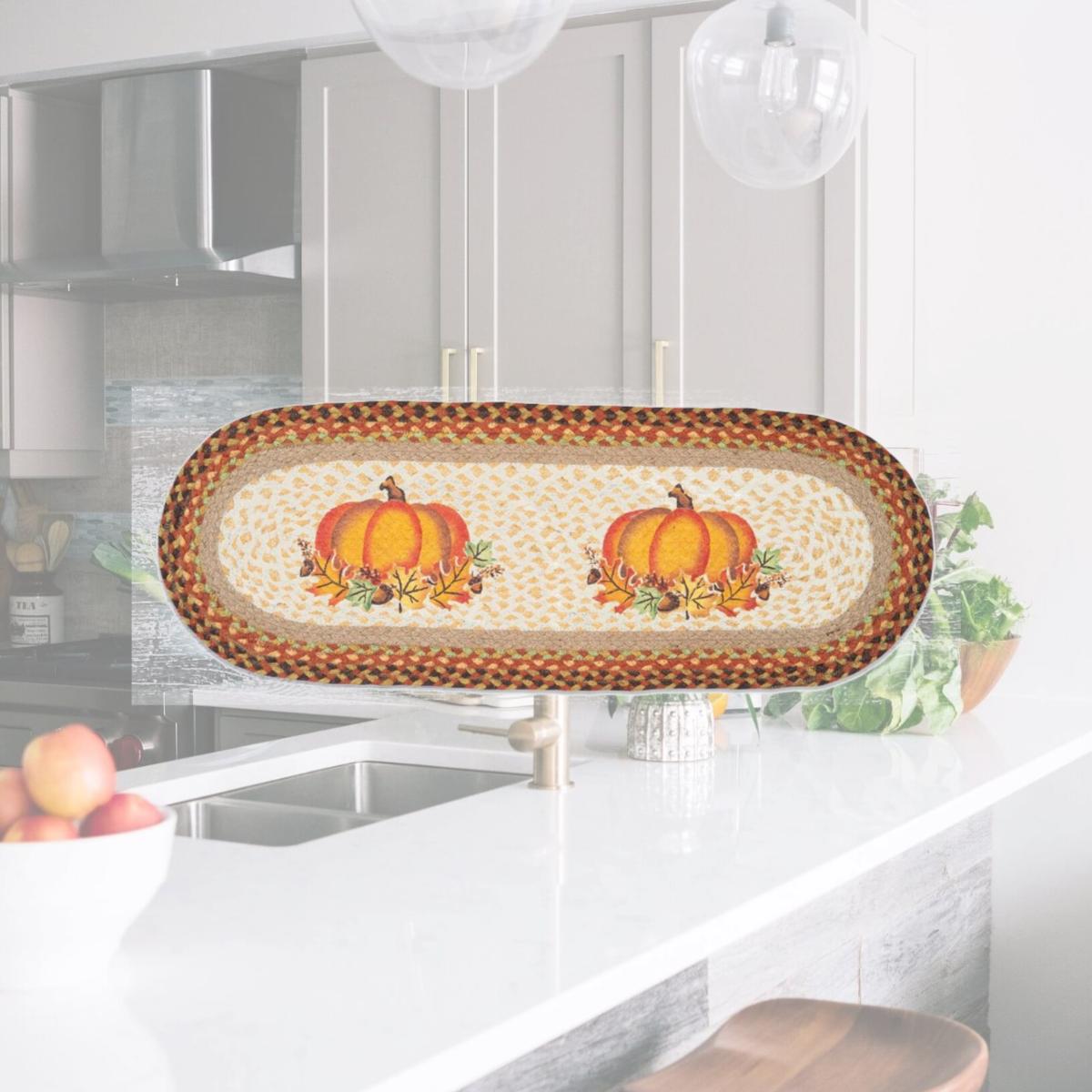 Picture of Capitol Importing 68-222PL 13 x 36 in. Pumpkin Leaf Oval Table Runner