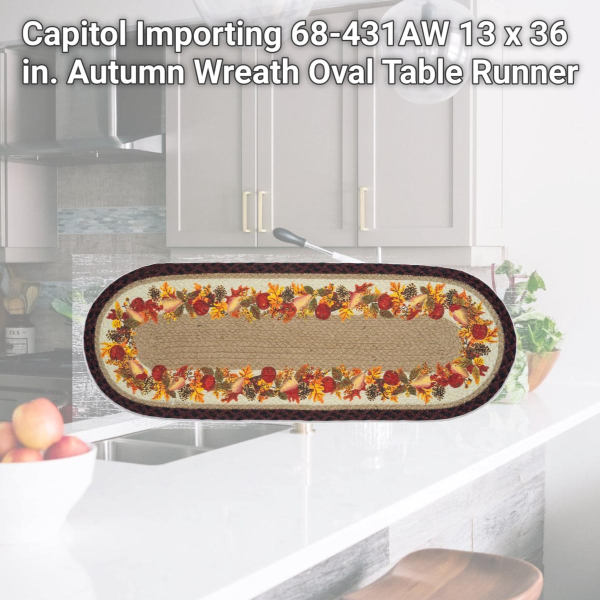 Picture of Capitol Importing 68-431AW 13 x 36 in. Autumn Wreath Oval Table Runner