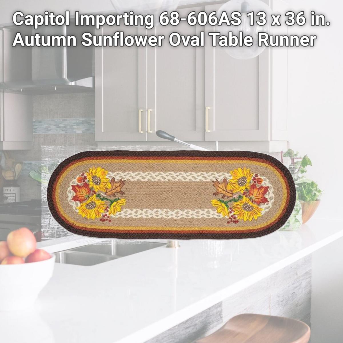 Picture of Capitol Importing 68-606AS 13 x 36 in. Autumn Sunflower Oval Table Runner