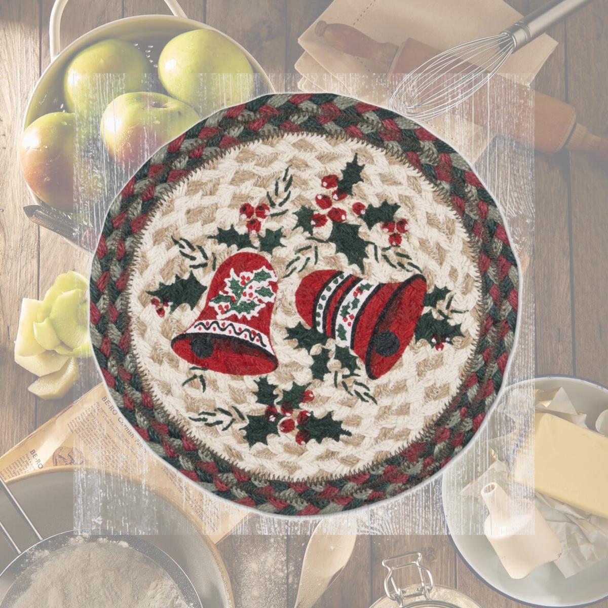 Picture of Earth Rug 80-801B 10 x 10 in. MSPR-801 Bells Printed Braided Round Trivet, Multi Color