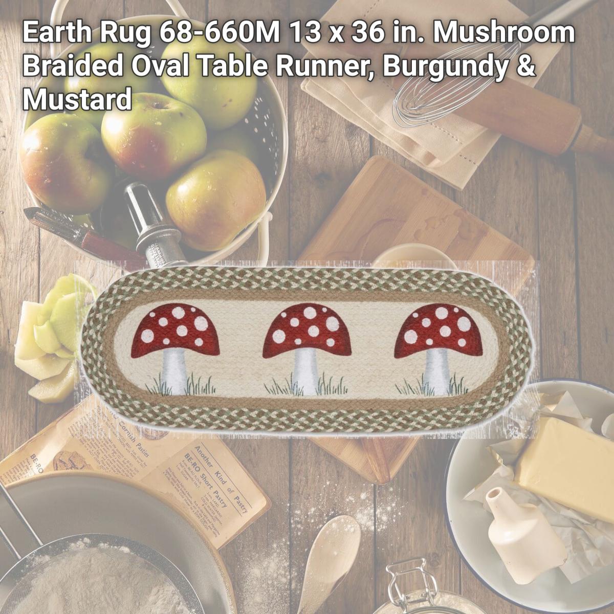 Picture of Earth Rug 68-660M 13 x 36 in. Mushroom Braided Oval Table Runner, Burgundy & Mustard