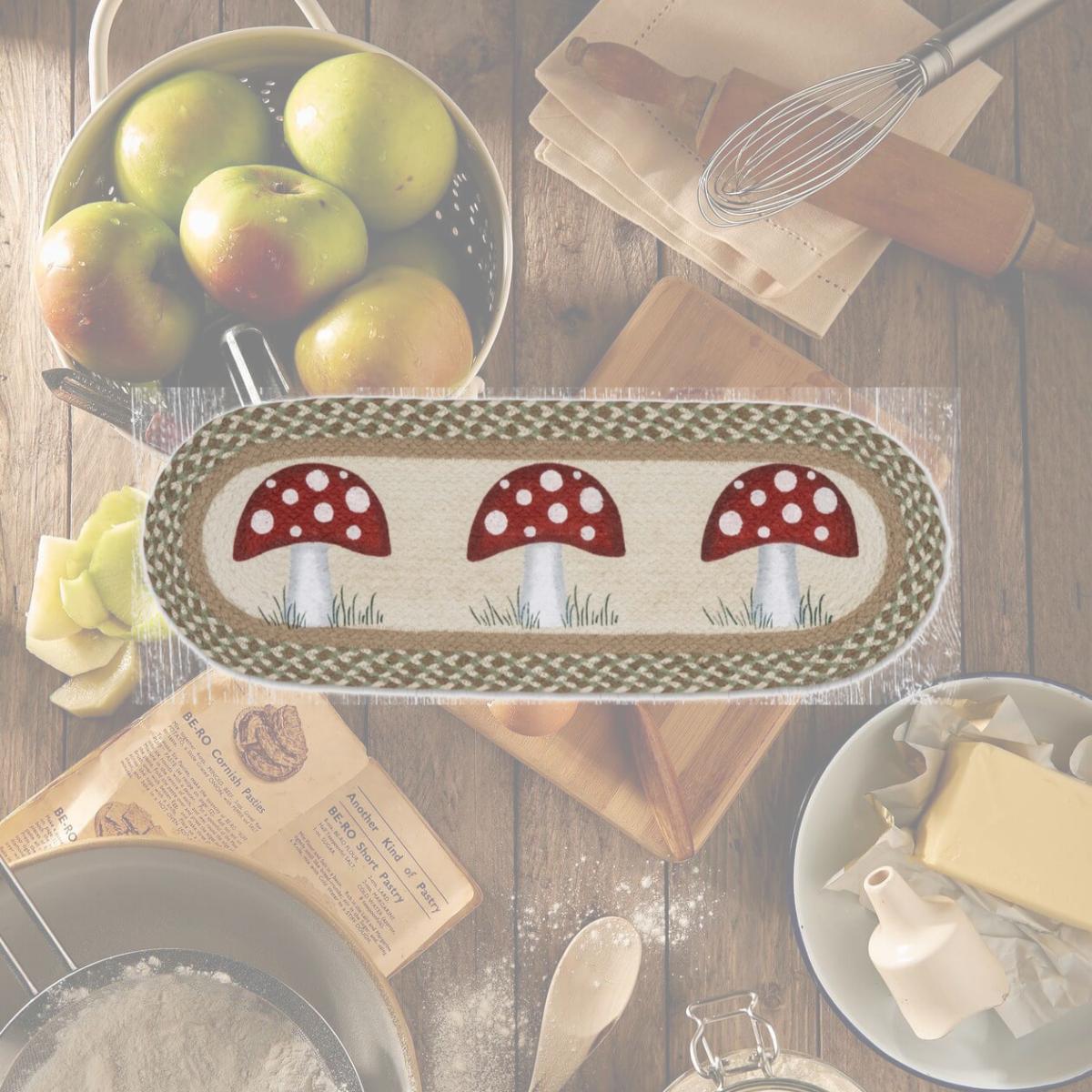 Picture of Earth Rug 68-660M 13 x 36 in. Mushroom Braided Oval Table Runner, Burgundy & Mustard