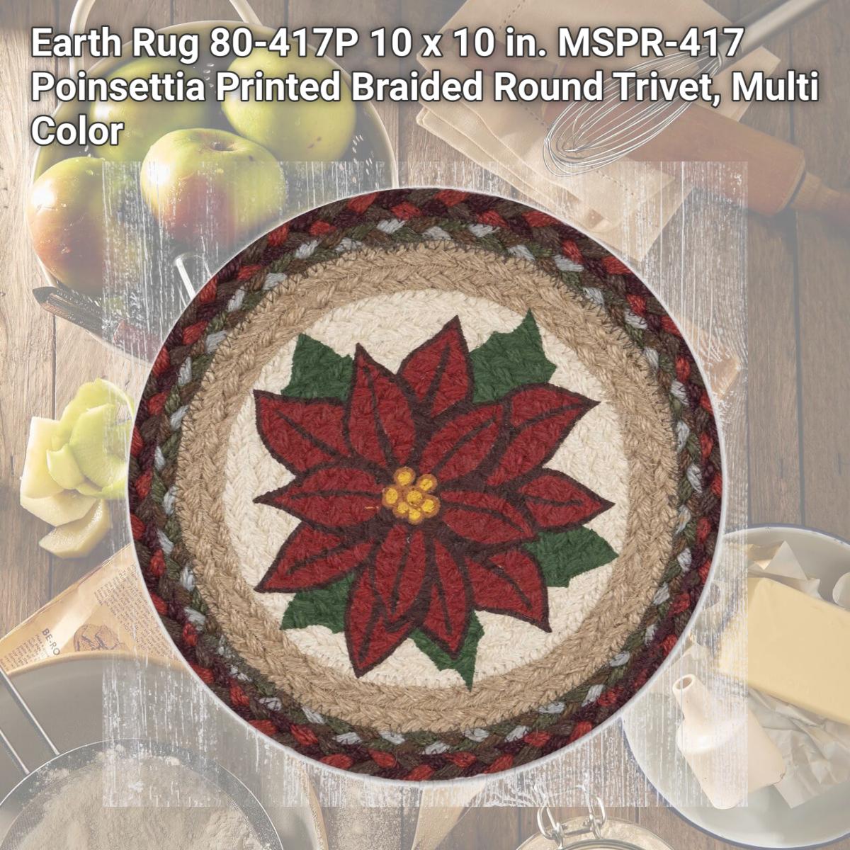 Picture of Earth Rug 80-417P 10 x 10 in. MSPR-417 Poinsettia Printed Braided Round Trivet, Multi Color