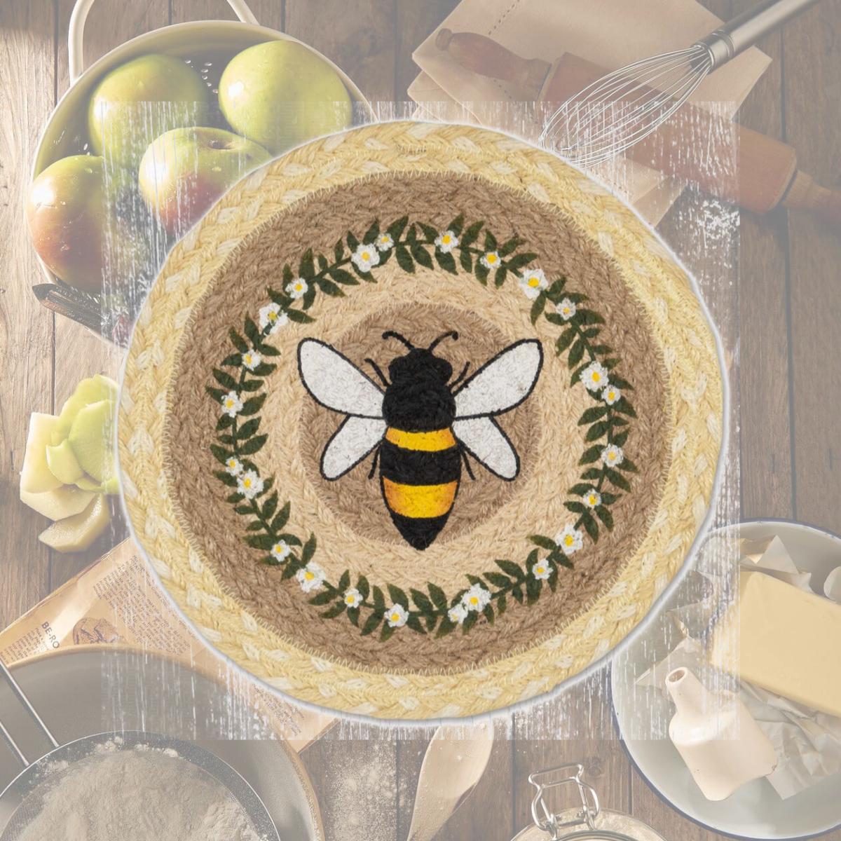Picture of Earth Rug 80-880BH 10 x 10 in. MSPR-880 Bee Happy Printed Round Trivet
