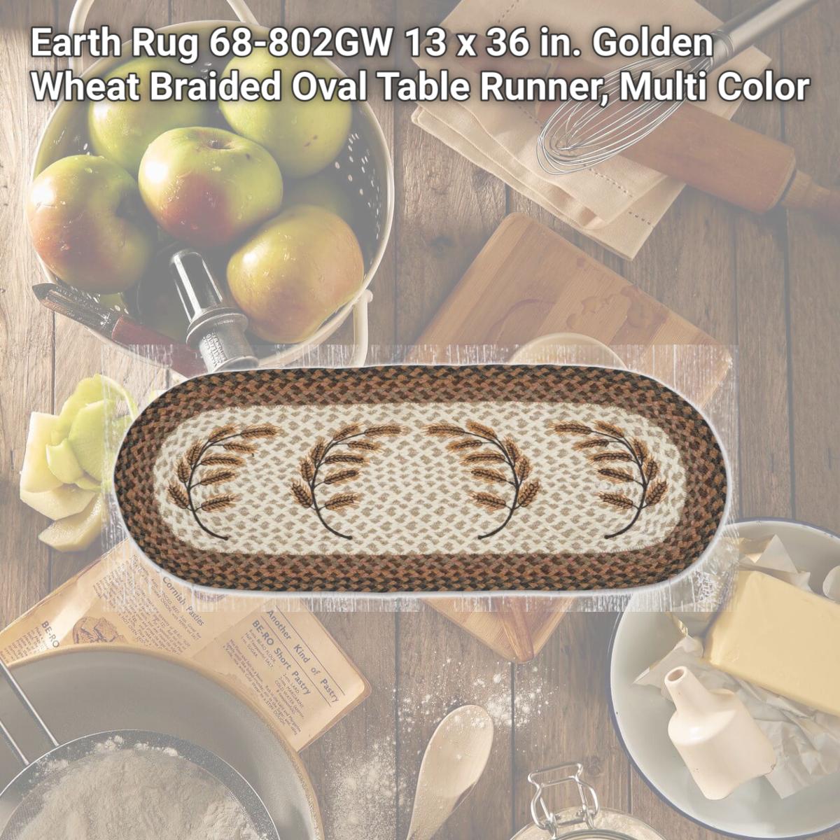 Picture of Earth Rug 68-802GW 13 x 36 in. Golden Wheat Braided Oval Table Runner, Multi Color