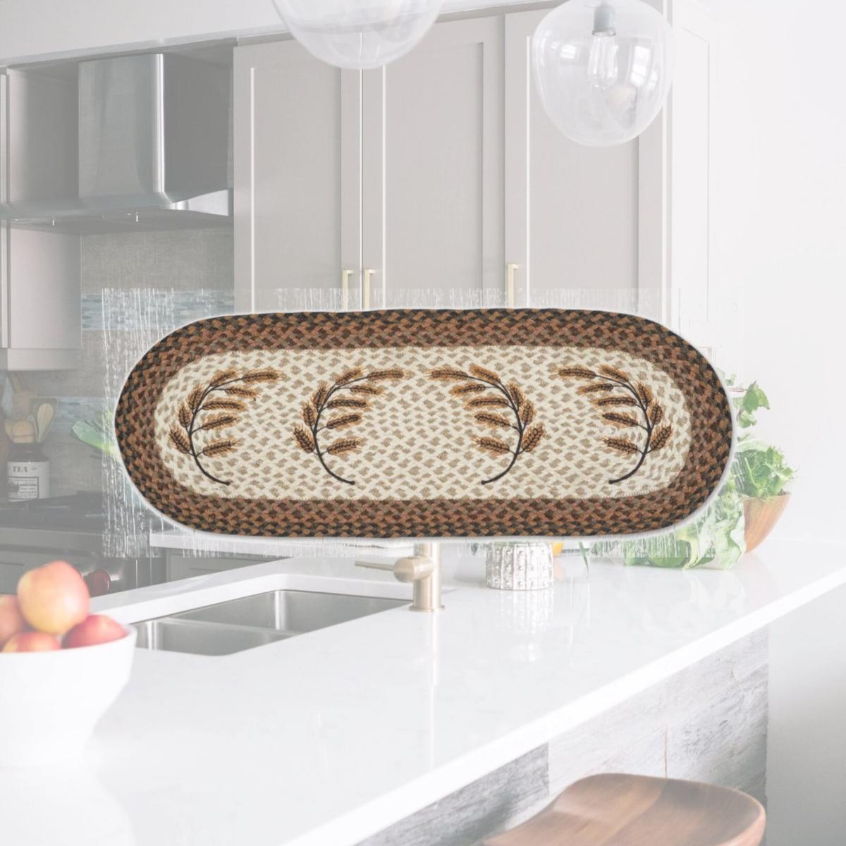 Picture of Earth Rug 68-802GW 13 x 36 in. Golden Wheat Braided Oval Table Runner, Multi Color