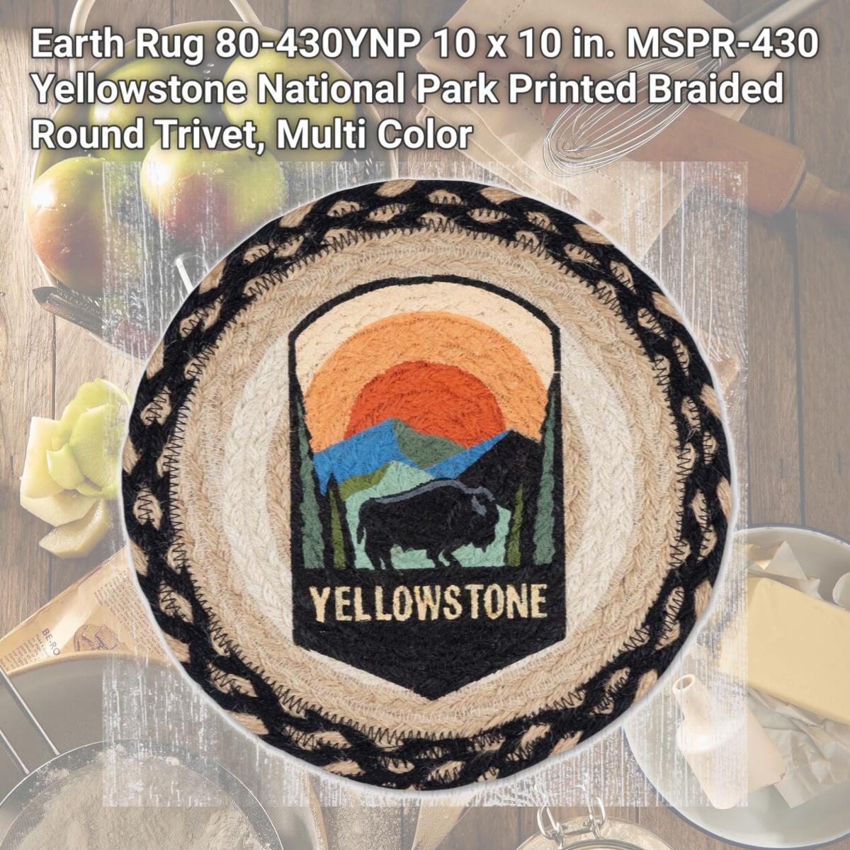 Picture of Earth Rug 80-430YNP 10 x 10 in. MSPR-430 Yellowstone National Park Printed Braided Round Trivet, Multi Color