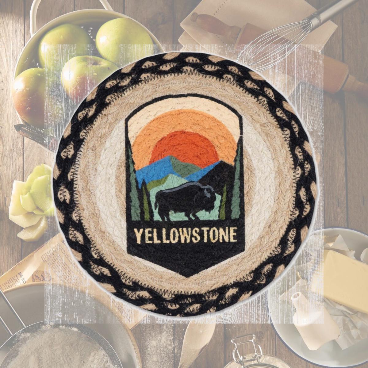 Picture of Earth Rug 80-430YNP 10 x 10 in. MSPR-430 Yellowstone National Park Printed Braided Round Trivet, Multi Color