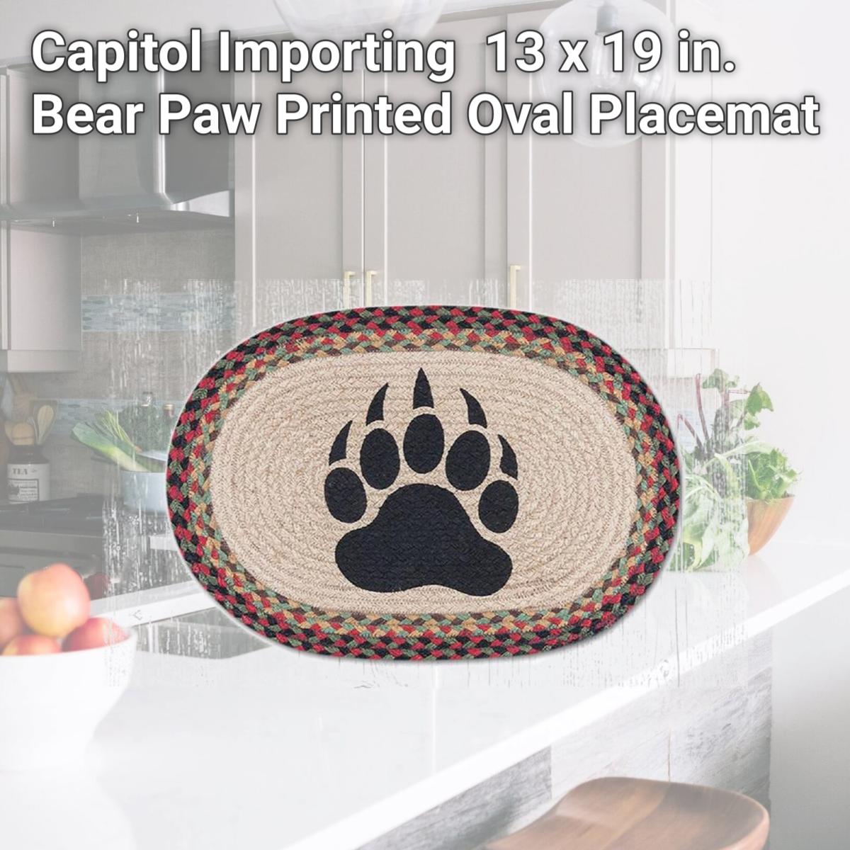Picture of Capitol Importing 48-081BP 13 x 19 in. Bear Paw Printed Oval Placemat