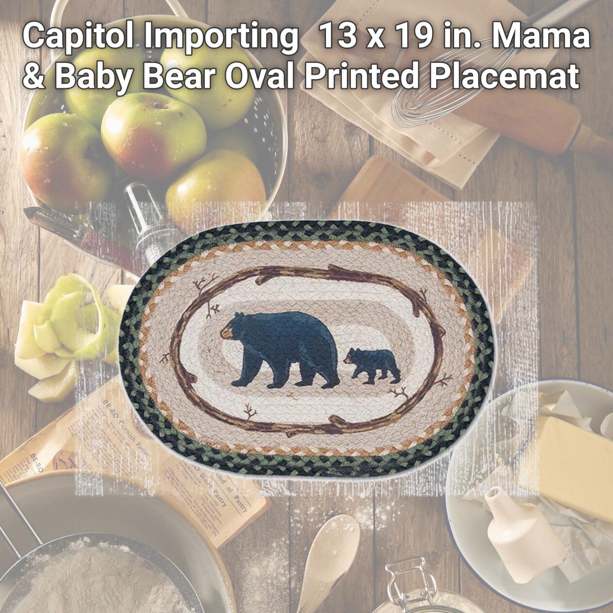 Picture of Capitol Importing 48-116MB 13 x 19 in. Mama & Baby Bear Oval Printed Placemat