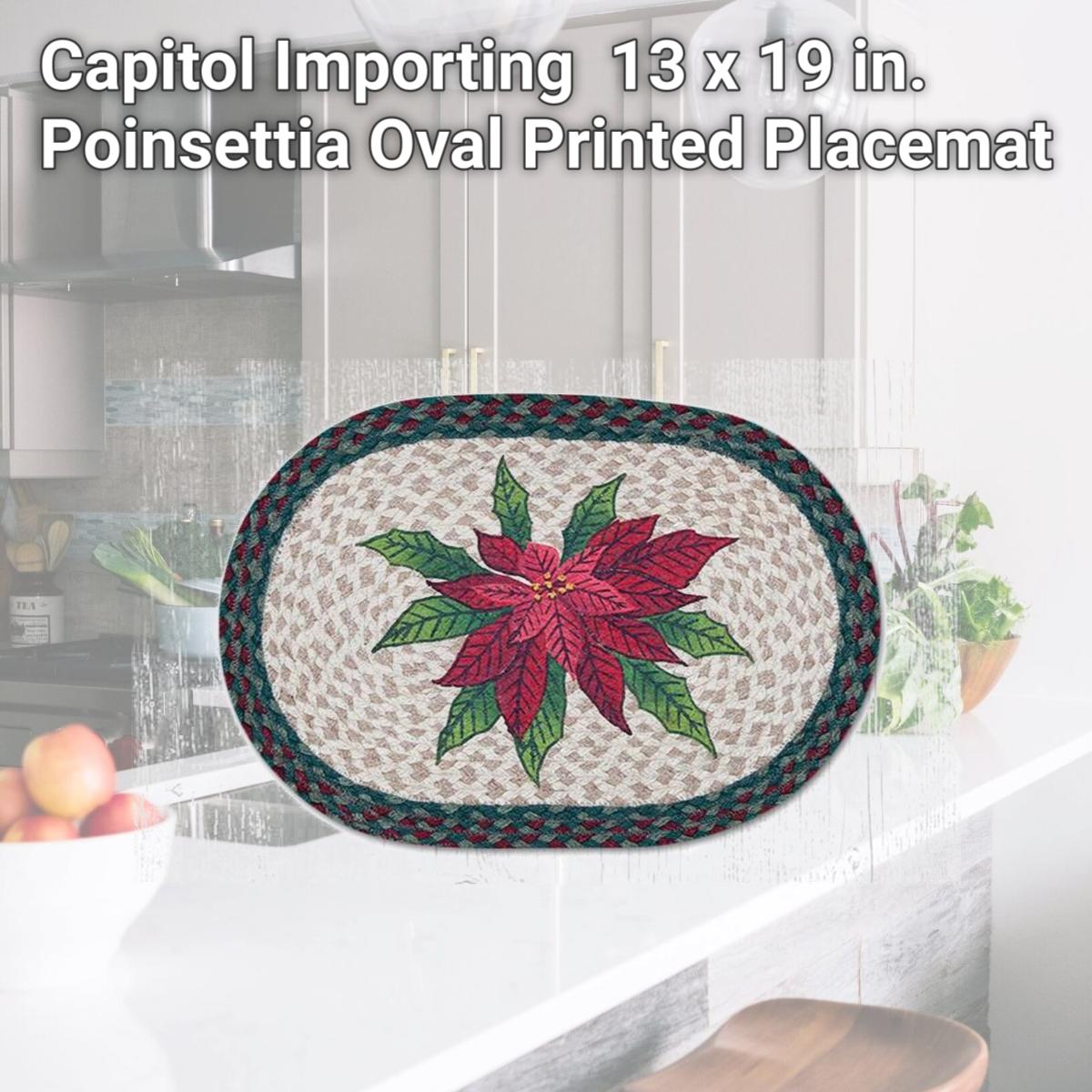 Picture of Capitol Importing 48-508P 13 x 19 in. Poinsettia Oval Printed Placemat