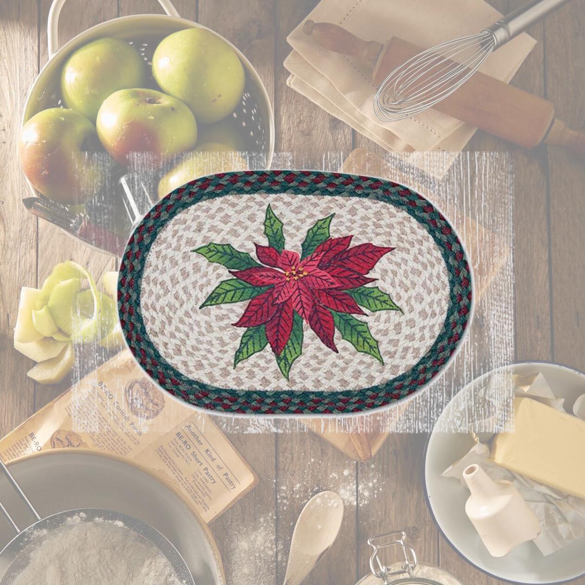 Picture of Capitol Importing 48-508P 13 x 19 in. Poinsettia Oval Printed Placemat