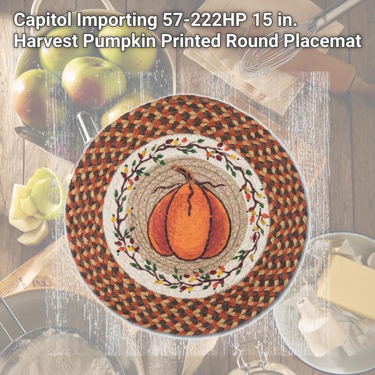 Picture of Capitol Importing 57-222HP 15 in. Harvest Pumpkin Printed Round Placemat
