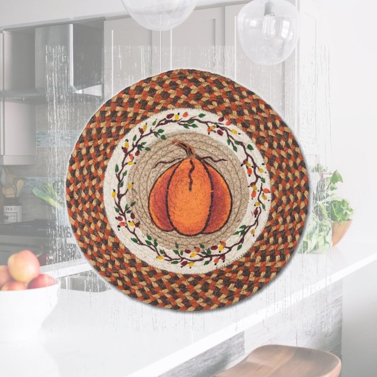 Picture of Capitol Importing 57-222HP 15 in. Harvest Pumpkin Printed Round Placemat