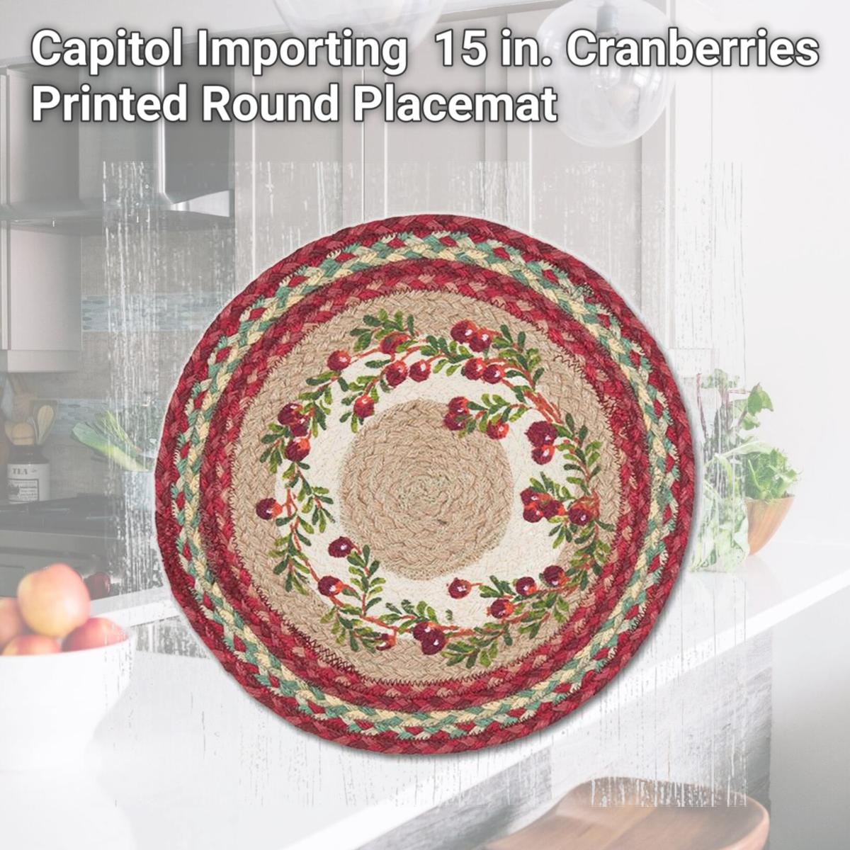 Picture of Capitol Importing 57-390C 15 in. Cranberries Printed Round Placemat