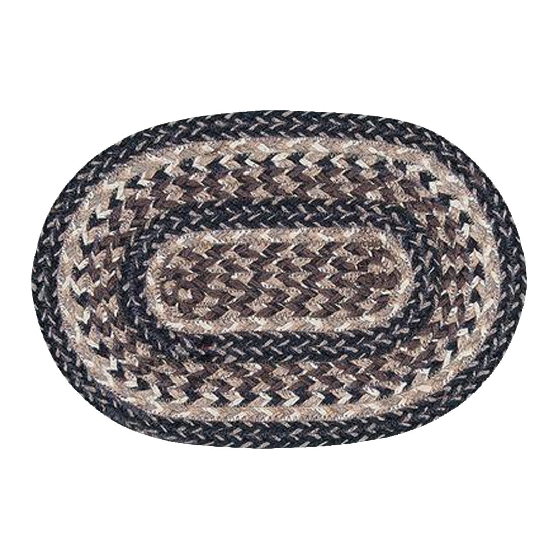 Capitol Importing 01-993 Black Plus Tan Miniature Swatch Oval Rug, 7.5 X 11 In.