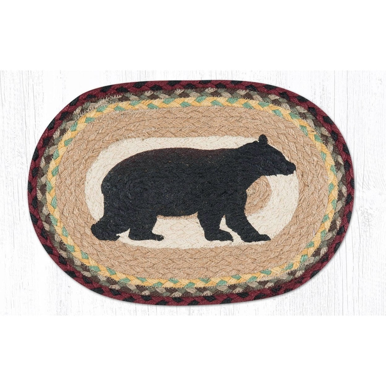 Capitol Importing 01-395cb Cabin Bear Printed Swatch Oval Rug, 7.5 X 11 In.