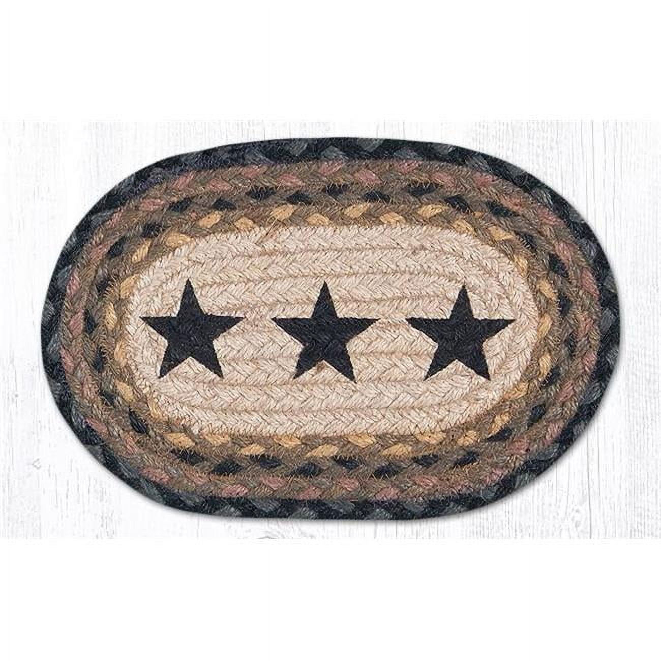 Capitol Importing 01-099bs Black Stars Printed Swatch Oval Rug, 7.5 X 11 In.