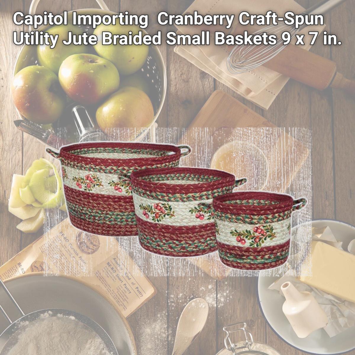 Picture of Capitol Importing 38-UBPSM9390C Cranberry Craft-Spun Utility Jute Braided Small Baskets, 9 x 7 in.