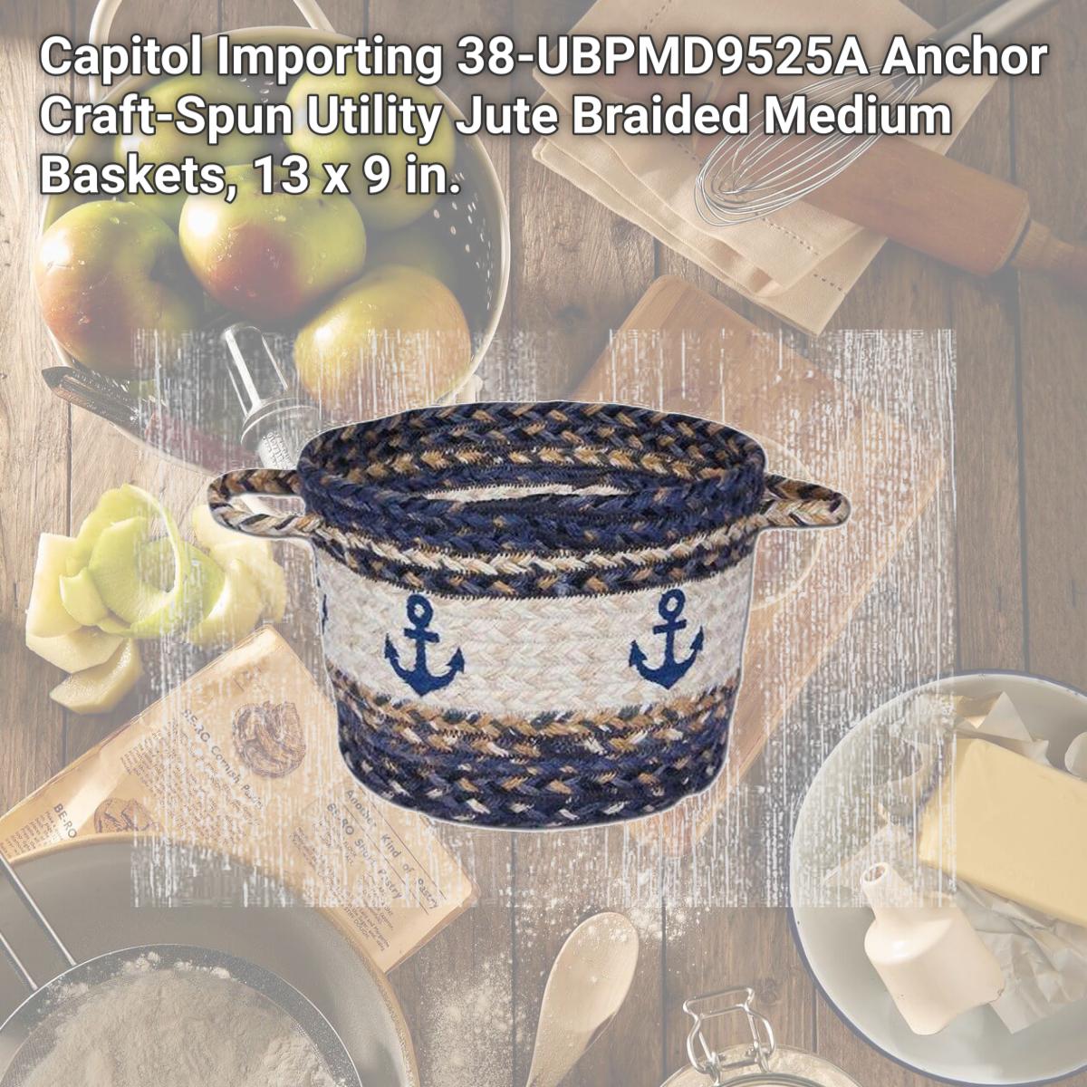 Picture of Capitol Importing 38-UBPMD9525A Anchor Craft-Spun Utility Jute Braided Medium Baskets, 13 x 9 in.