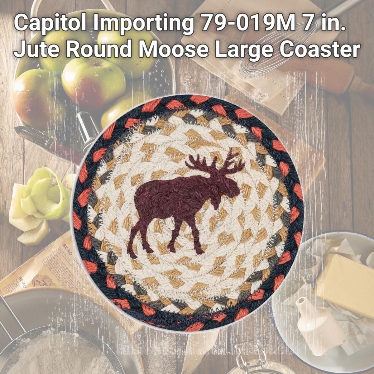 Picture of Capitol Importing 79-019M 7 in. Jute Round Moose Large Coaster