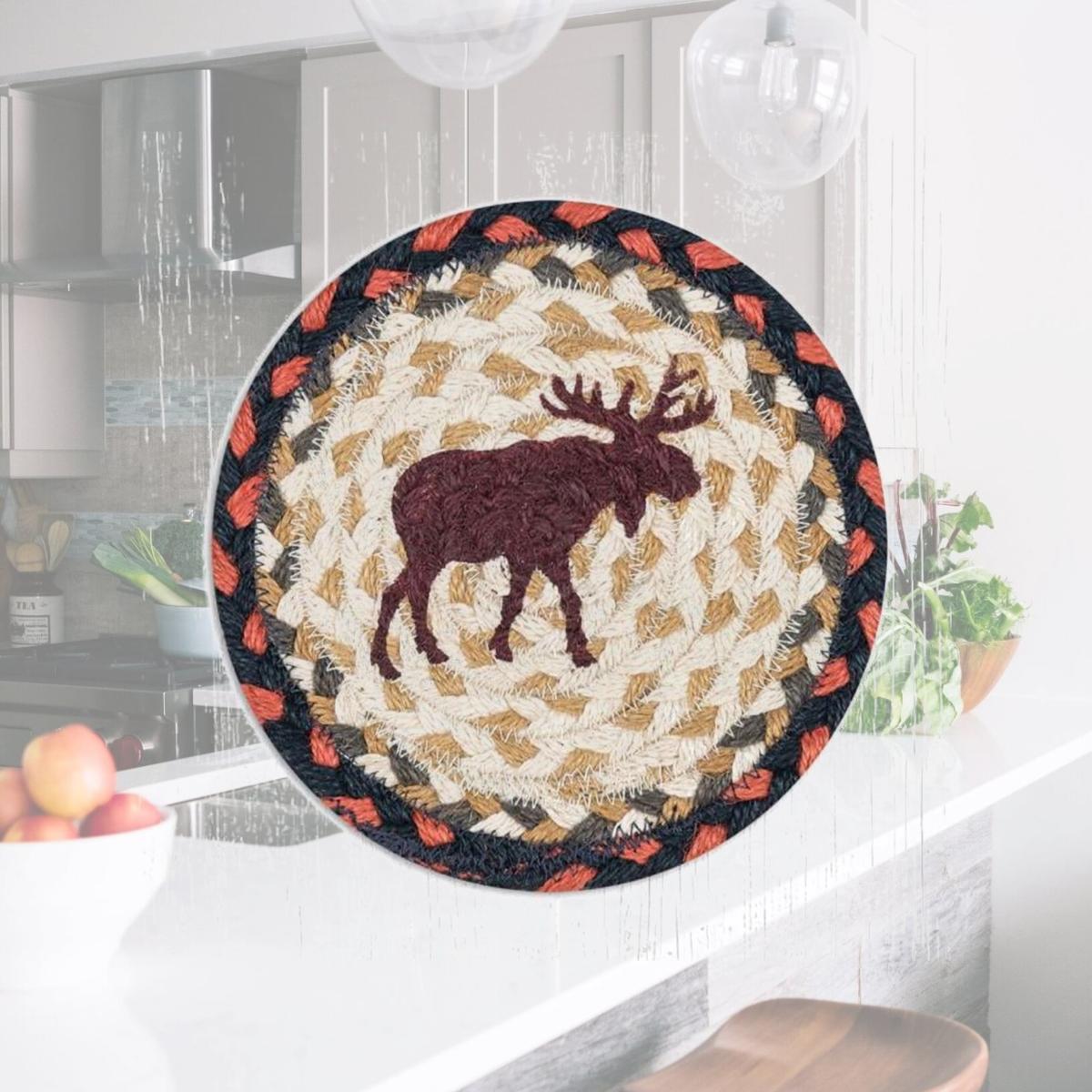 Picture of Capitol Importing 79-019M 7 in. Jute Round Moose Large Coaster
