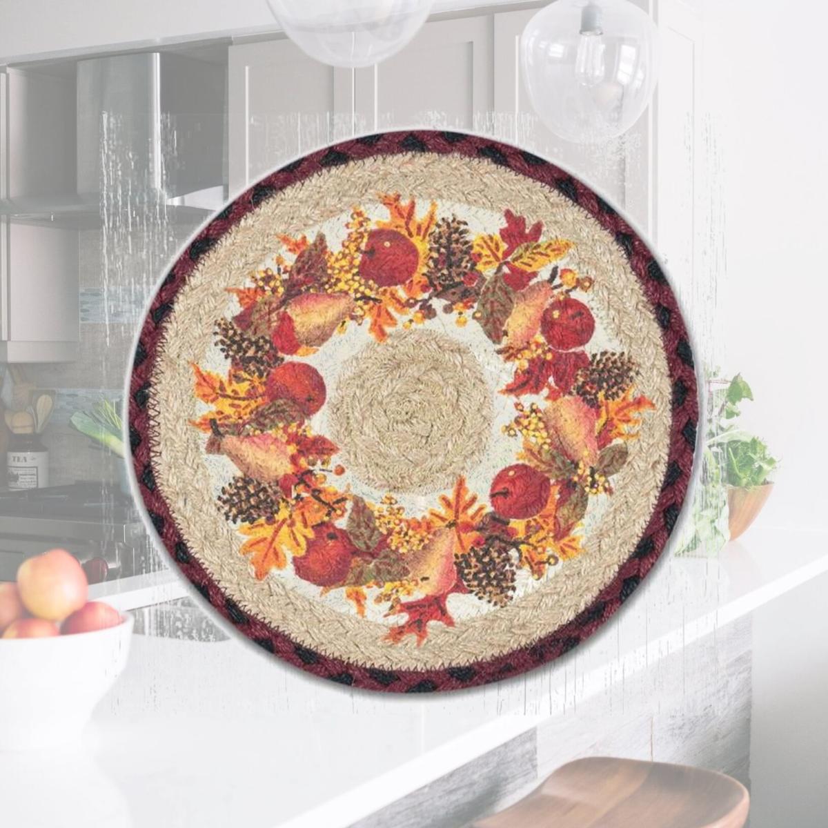 Picture of Capitol Importing 80-431AW 10 x 10 in. Jute Round Autumn Wreath Printed Trivet