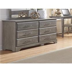 Works 535600 31.5 X 48 X 17.25 In. Dresser With Double 6 Drawer, Wood - Grey