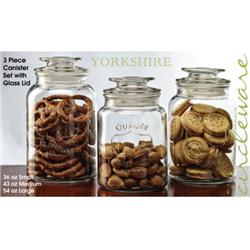 92042 Yorkshire Canisters With Glass Lid - Set Of 3