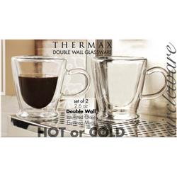 92050 2.6 Oz Thermax Double Wall Insulated Glass Espresso Mugs - Set Of 4