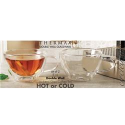 92051 8 Oz Thermax Double Wall Insulated Glass Coffee & Tea Cup - Set Of 2
