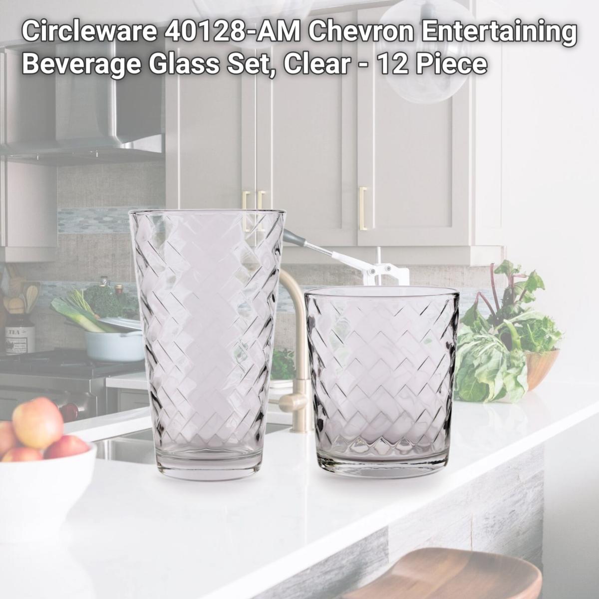 Picture of Circleware 40128-AM Chevron Entertaining Beverage Glass Set, Clear - 12 Piece