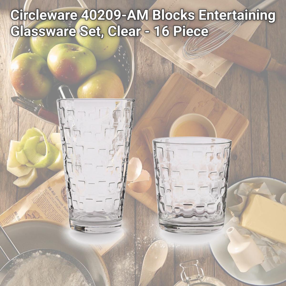 Picture of Circleware 40209-AM Blocks Entertaining Glassware Set, Clear - 16 Piece