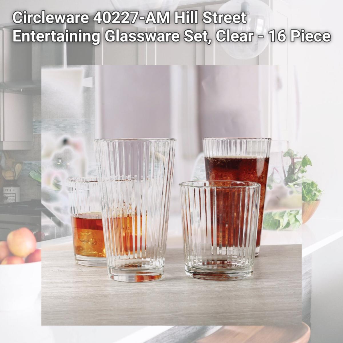 Picture of Circleware 40227-AM Hill Street Entertaining Glassware Set, Clear - 16 Piece